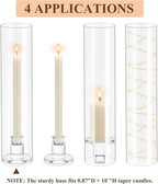 Hurricane Candle Holder Thickened Cylinder Covers 10 Pcs Taper Candle Sticks Holder Glass Tall Candlesticks Holders Centerpiece for Wedding Dining Table