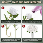 White Roses Artificial Flowers 50 Pack in Bulk, Fake Roses Flowers Realistic Roses for Wedding Home Party Decoration Event Gift (White)