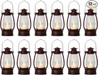 12Pcs Hand-Brushed Red Mini Lanterns for Vintage Christmas Table Decorations – 6Inch Small Candle Lanterns for Western Cowboy Camping Halloween Weddings Party Centerpiece & Hanging Ornaments
