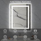LOAAO 28X36 LED Bathroom Mirror with Lights, Anti-Fog, Dimmable, Backlit + Front Lit, Lighted Bathroom Vanity Mirror for Wall, Memory Function, Tempered Glass, Safe to Use, ETL Listed