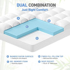 Dual Layer 3 Inch Memory Foam Mattress Topper Twin XL Size, 2 Inch Cooling Gel Memory Foam Plus 1 Inch Pillow Top Mattress Pad Cover, with 8-21 Inch Deep Pocket