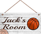 Personalized Signs Basketball Sign Wall Decor Decorations for Kids Room Baby Bedroom Game Room Custom Name Wooden Sign for Boys Room…