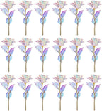 20PCS Artificial Colorful Flowers Galaxy Rose Crystal Flower Glass Rose Gifts for Wedding, Mother' s Day Memorable Days, Color A