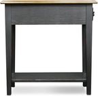 Haven Ridge Narrow Solid Wood Side Table with Drawer and Shelf, Medium Oak Brown and Slate Black, Perfect for Living Rooms, Bedrooms, and Small Spaces – Leick Home, 9017-SL