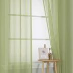 KEQIAOSUOCAI Sage Green Sheer Curtains - Grommet Light Filtering Window Treatment Voile Curtain Panels for Living Room (54 Wide 72 Long Per Panel,2 Panels)