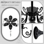 20''Tall Black Crystal Pendant Taper Candle Holders/Stylish Candle Stands/Candlesticks Holder/Candelabra for Home Decor, Weddings/Parties/Elegant Dining Table Centerpiece (1, Black, 5 Arm)