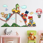 Amusement Park Animal Wall Stickers Car Wall Decals Kid Room Nursery Baby Bedroom Décor (Roller Coaster Animals)