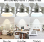 YUHAO 60 Inch Brushed Nickel Ceiling Fan with Light and Remote Control.Noiseless,Dimmable,3CCT,6 Speeds Reversible, DC Ceiling Fans for Indoor or Covered Outdoor