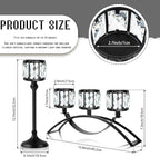 Black Set of 3 Crystal Candle Holders Arched - Elegant Tabletop Candelabra Centerpiece for Weddings, Dining Room Decor, Modern Home & Cabinet Display Housewarming