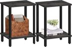 TUTOTAK End Table, Set of 2, Side Table, Nightstand, 2-Tier Storage Shelf, Sofa Table for Small Space, Living Room, Bed Room, Charcoal Grey TB01BY035(2PCS)