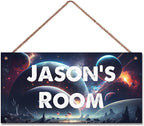 Personalized Signs Universe Sign Science Fiction Theme Sign For Kids Room Nursery Wall Art Décor Outer Space Art Wall Decor For Boys Room Girls Bedroom Little Man Cave