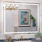 Keonjinn Large Bathroom Mirror with Light, 42 x 36 Inch LED Mirror for Bathoom, Frontlit Only, HD Tempered Glass, UL-Listed LED Driver, Anti-Fog, Dimmale 6000K, Easy Installation(Horizontal/Vertical)