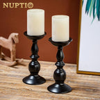 2 Pcs Black Pillar Candle Holders, Most Ideal for 3" Pillar Candles, Gifts for Wedding, Party, Home, Spa, Reiki, Votive Candle (2 x L)