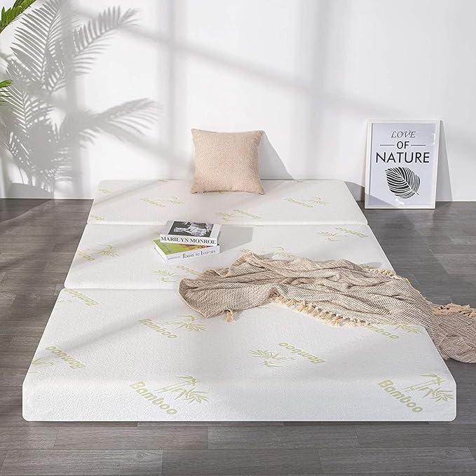 Inofia Full Folding Mattress, 6 Inch Trifold Memory Foam Mattress with Ultra Soft Removable Cover, Foldable & Portable Full Size Bed (73" x 52" x 6")
