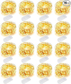 MUMUXI Battery Operated LED Fairy Lights, 16 Pack, 10ft Warm White, Waterproof, Energy Efficient, Indoor Outdoor Usage