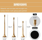 Denique Iron Taper Candle Holder Set of 3, Black Candlestick Holders 19.3”17” 14” Heightening Decorative Candle Stand Set for Wedding, Dining Table, Home Decoration (Gold)