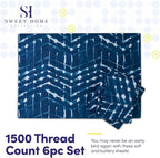 Queen Sheets Printed - 6 Piece 1500 Supreme Collection Fine Brushed Microfiber Deep Pocket Queen Sheet Set Bedding - 2 Extra Pillow Cases, Great Value, Queen, Monroe