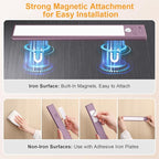 Gritin 10.2inch Under Cabinet Lighting Rechargeable -84 LED Super Bright,3-Color& 5 Level Brightness,4 Modes,Motion Sensor, Long Lasting- Easy Installation Magnetic Closet Lights -2 Pack-Mauve