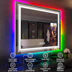 LED Mirror for Bathroom, 60"X30" with 8 RGB Backlit +3 Front Lit (Adjustable Individually), Anti-Fog, Large Lighted Bathroom Vanity Mirror for Wall,Shatterproof,Memory Function,Tempered Glass
