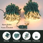 Brizled Warm White Clear Christmas Lights Connectable, 21FT 100 Count Mini Incandescent String Lights Plug in, Waterproof Xmas Tree Lights Green Wire for Indoor Outdoor Home Party Garden Yard Decor