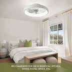 20" Modern White Flush Mount Ceiling Fan with Lights, 6 Wind Speeds, LED, Voice Control, Bedroom, Living Room, Kitchen
