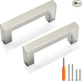 Cabinet Pulls Brushed Nickel Cabinet Handles Square Drawer Pulls, 50 Pack 3 Inch Stainless Steel Kitchen Door Cupboard Cabinet Handles, Cabinet Hardware Drawer Handles, 76mm Hole Centers