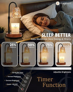 Small Candle Warmer Lamp with Timer, Adjustable Flower Lamp Warmer for Jar Candles, Unique Women Gifts for Birthday, Dimmable Candle Heater, Christmas Gifts, Cute Wax Warming Light with Wood Base