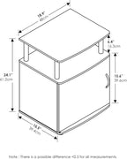 Furinno JAYA End Side Sofa Table/Nightstand with Door, 2-Pack, PVC Tubes, Black Wood