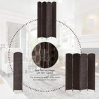 Rose Home Fashion Room Divider, 6 ft Tall Room Dividers and Folding Privacy Screens, 16in Privacy Screen 6 Panel Dark Coffee Space Temporary Wall Foldable Partition Separation