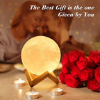 Mydethun Large Moon Lamp - 7.1" Large Thanksgiving & Christmas Table Décor, Gifts for Women and Mom, Touch-Dimmable Lamp with Wooden Base – Rechargeable Dual Color Night Light for Bedroom, Home