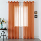 DUALIFE Terracotta Extra Long Curtains for Bedroom 2 Panel Sets Grommet Sheer Curtains for Living Room 52X120 Inches Long 10 FT Rust Burnt Orange Red