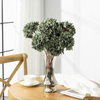 Artificial Flower Fake Silk Hydrangea Heads Bouquet with Stems Bulk for Fall Decoration Table Center Christmas Indoor Outdoor Faux Floral Realistic with Leaves Plants Crafts 8PCS (Green)