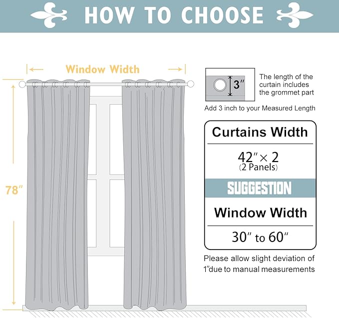 ChrisDowa 100% Blackout Curtains 78 inch Long for Bedroom with Black Liner, 2 Thick Layers Total Blackout Thermal Insulated Grommet Window Curtains 2 Panels Set (Black, 42 x 78 Inch)