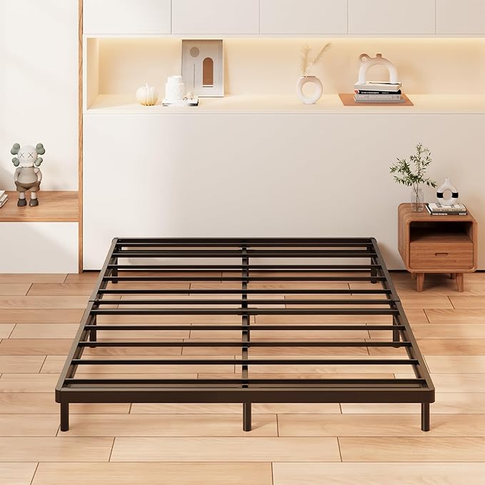 1.6 Inch King Box Spring Low Profile Heavy Duty Metal King Size Box Spring Bed Base Bunkie Board, Sturdy Mattress Foundation, Easy Assembly, Noise Free, Black