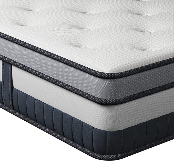 Vesgantti Full Mattress 8 Inch Innerspring Multilayer Hybrid Full Size Mattress - Ergonomic Design with Memory Foam and Pocket Spring Mattresses Full Size - Box Top Series Medium Firm Feel