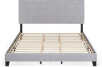 Furinno Laval Button Tufted Upholstered Platform Bed Frame, California King, Glacier