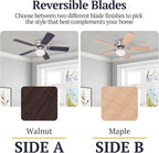 Prominence Home Alvina, 42 Inch Traditional Flush Mount Indoor LED Ceiling Fan with Light, Pull Chain, Dual Finish Blades, Reversible Motor - 80029-01 (Brushed Nickel)