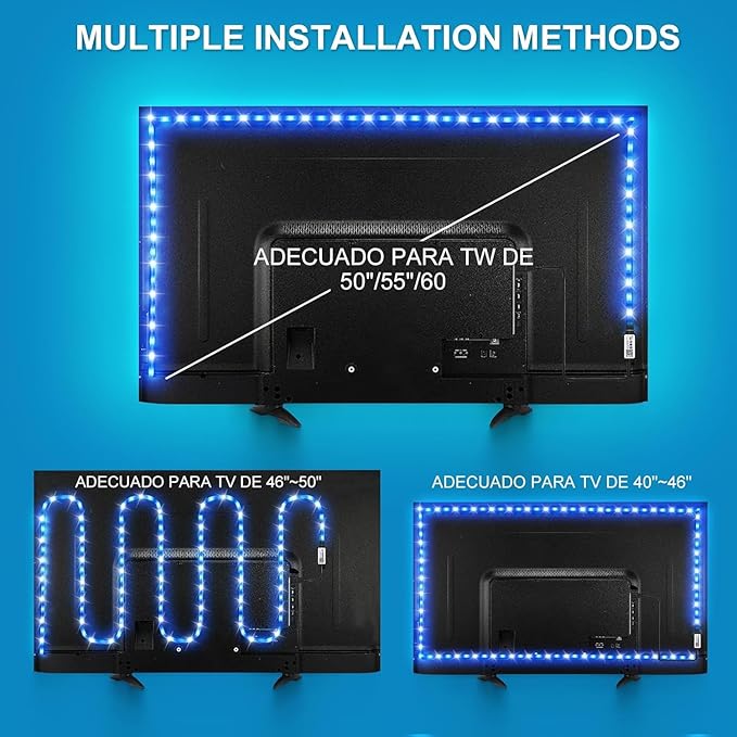 TV LED Strip, 3.28ft Smart RGB LED Lights for 24-32 Inch TVs, Music Sync Bluetooth App & Remote Control, USB-Powered for Gaming, Bedroom, PC, Home Theater