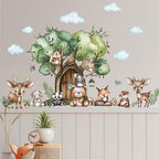 Jungle Animal Wall Stickers Forest Safari Wall Decals Kid Room Nursery Baby Bedroom Décor (Tree House Animals)