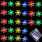Solar Christmas Lights Outdoor Waterproof Decorations 20 Ft 30 LED Snowflake String Fairy Lights with 8 Lighting Modes for Wedding, Party, Tree, Room, Garden, Patio, Yard, Home