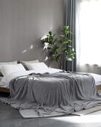 KMUSET Fleece Blanket Grey Queen Size Lightweight Cozy Plush Microfiber Solid Blanket Factory Shop