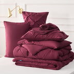 Bedsure Twin Comforter Set Burgundy - Bed in a Bag Twin Size Bedding 5 Pieces, GentleSoft™ Pintuck Bed Set Gift for Family, Pinch Pleat Burgundy Comforter with Sheets, Pillowcase & Sham