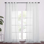 NICETOWN Long Sheer Curtain Panels - Ring Top Modern Window Treatment Voile Drapes for Bedroom/Living Room (Light Gray, One Pair, W54 x L96)