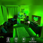 echosari Green LED Strip Lights Battery Powered, 90 LED 2835 SMD Strip Lights 9.8 Ft Cuttable Self-Adhesive Strip Lights with Remote Timer for Outdoor Indoor Party Bedroom Decoration