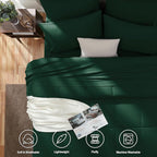 CozyLux Full Size Comforter Sets Emerald Green, 7 Pieces Bed in a Bag, Green Comforter Full Size, All Season Bedding Sets with Stitch Quilted Comforter, Flat Sheet, Fitted Sheet, Pillowcases