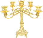 Metal Candelabra 5-Candle 10.1 Inch Tall Candle Holder Stick for Home Wedding Event and Party Festival,Gold