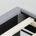 Furinno Laval Button Tufted Upholstered Platform Bed Frame, Twin XL, Glacier
