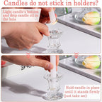 Candlestick Holders Bulk, 12 Pcs Glass Candle Holders Set Clear, Crystal Taper Candle Holder for Wedding, Table Centerpiece, Home Decoration