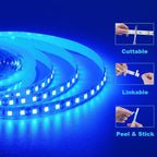 12V 5M/16.4ft LED Strip Light Blue 600LEDs Flexible SMD2835 High Brightness No-Waterproof IP20 LED Tape Lights for Bedroom Christmas Party etc(No Power Supply)