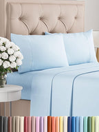 Twin 4 Piece Sheet Set - Comfy Breathable & Cooling - Ultra-Soft Hotel Luxury Bedding Set with 8-16 Inch Deep Pockets - 1 Flat & 1 Fitted Sheet & 2 Pillowcases - Wrinkle Free & Easy Care - Baby Blue